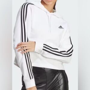 Adidas Crop 3 Stripe Hoodie